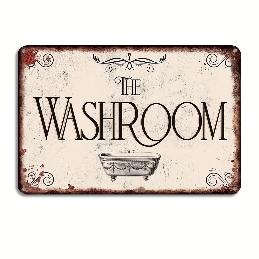 

Washroom Plaque, Tin Plaque, Bathroom Sign New Vintage Retro Metal Tin Sign Washroom Bathroom And Laundry Outdoor Garage Street & Home Bar Club Restaurant Wall Decor Signs 8x12 Inch