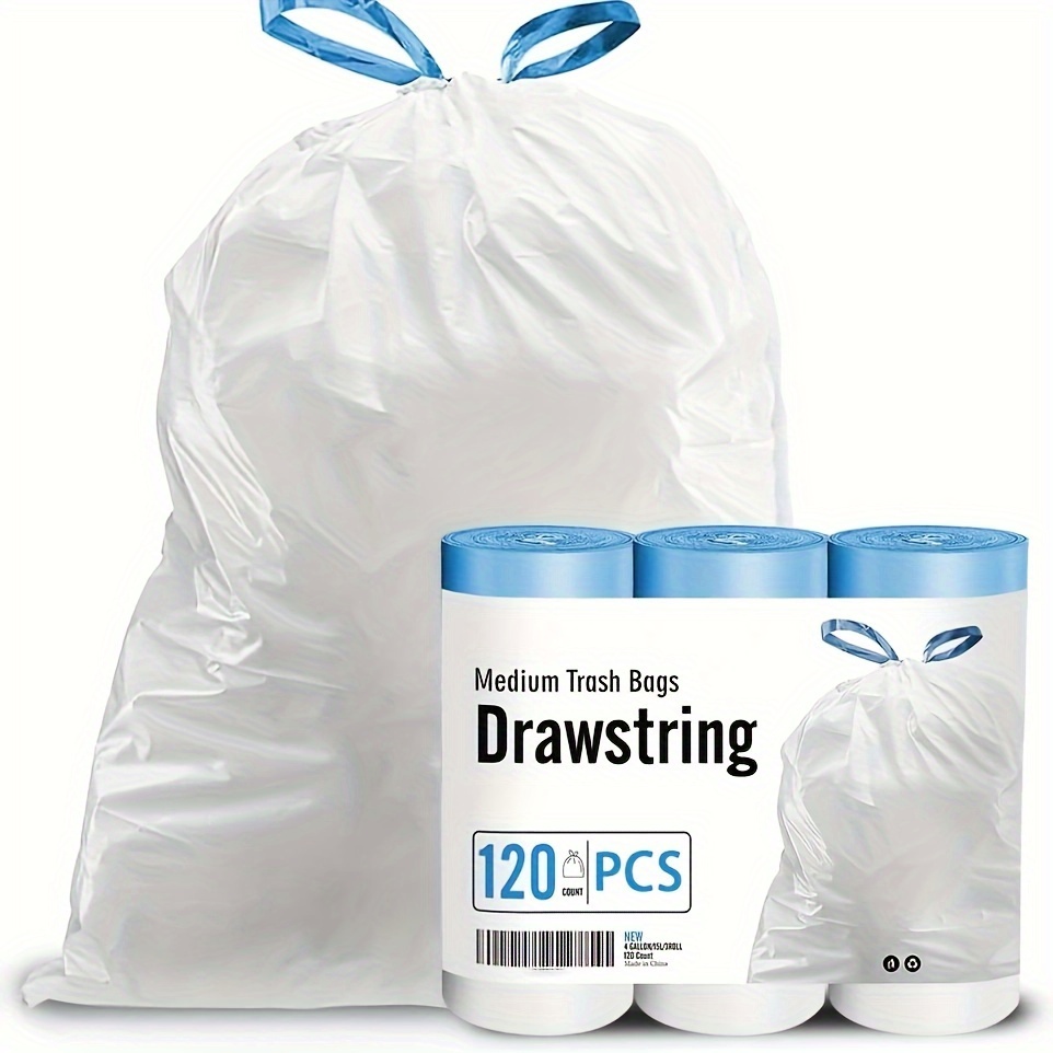 62 Counts Small Trash Bag Drawstring 4 Gallon Mini Garbage Bags for  Bathroom, Kitchen, Bedroom and Office