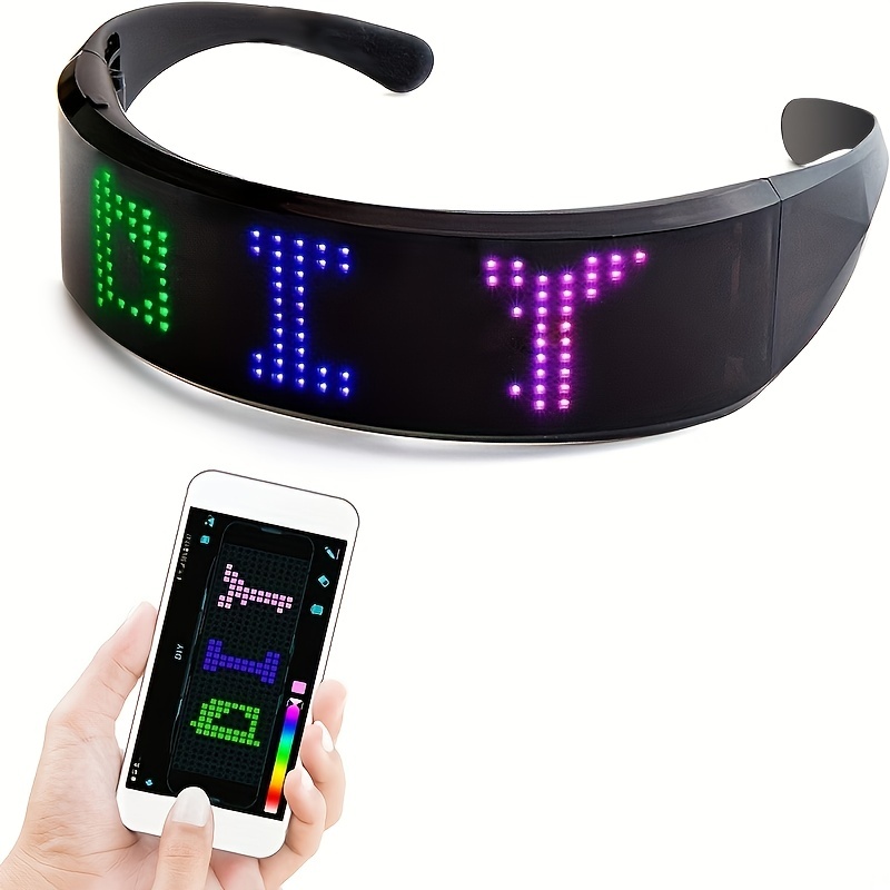 Leadleds: gafas LED Bluetooth personalizables que muestran mensajes,  animación, dibujos para raves, festivales, diversión, fiestas, deportes,  disfraces, EDM
