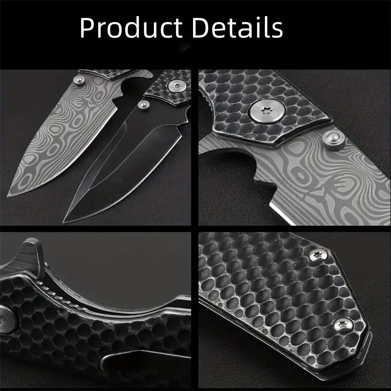 1pc smf pocket folding knife 7cr13mov drop point blade stainless steel handles with clip outdoor camping hunting edc tools details 4