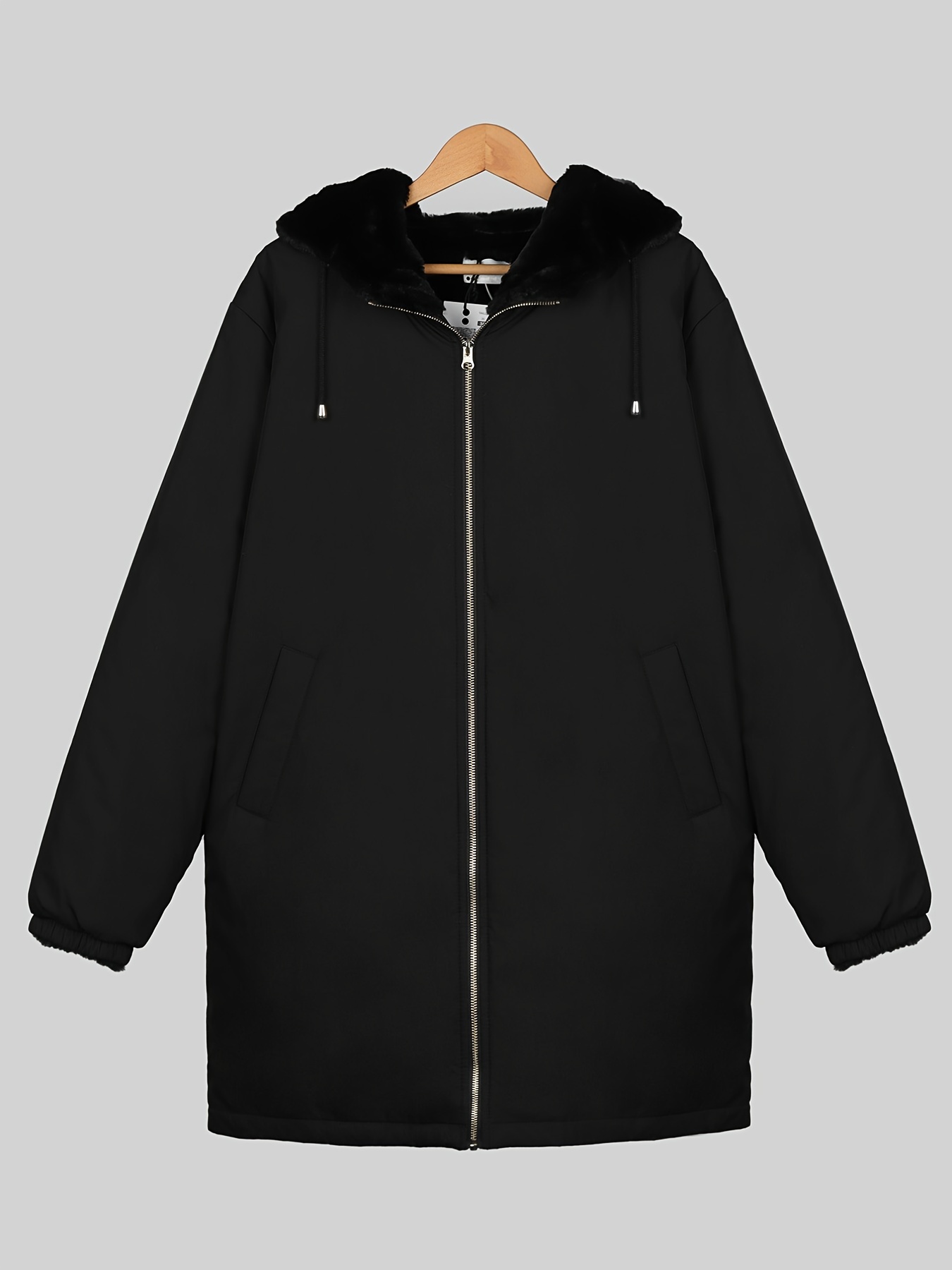 Plus Size Solid Fleece Liner Zip Hoodie Oversized Winter - Temu Canada