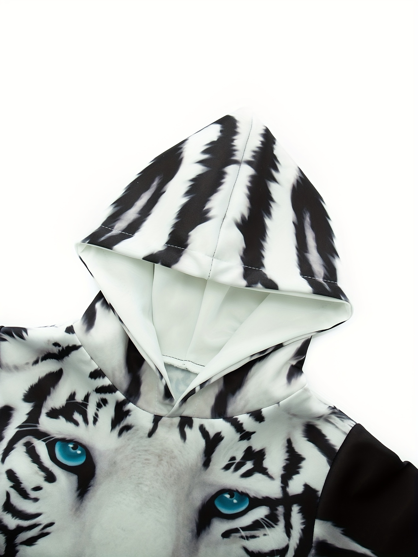 Chaqueta Con Capucha Estampado De Tigre Blanco 3D Para Hombre