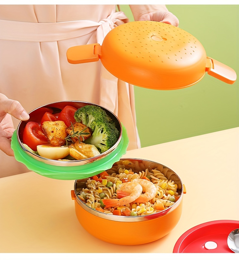 Cute Hamburger Shaped Plastic Lunch Box Portable Food - Temu