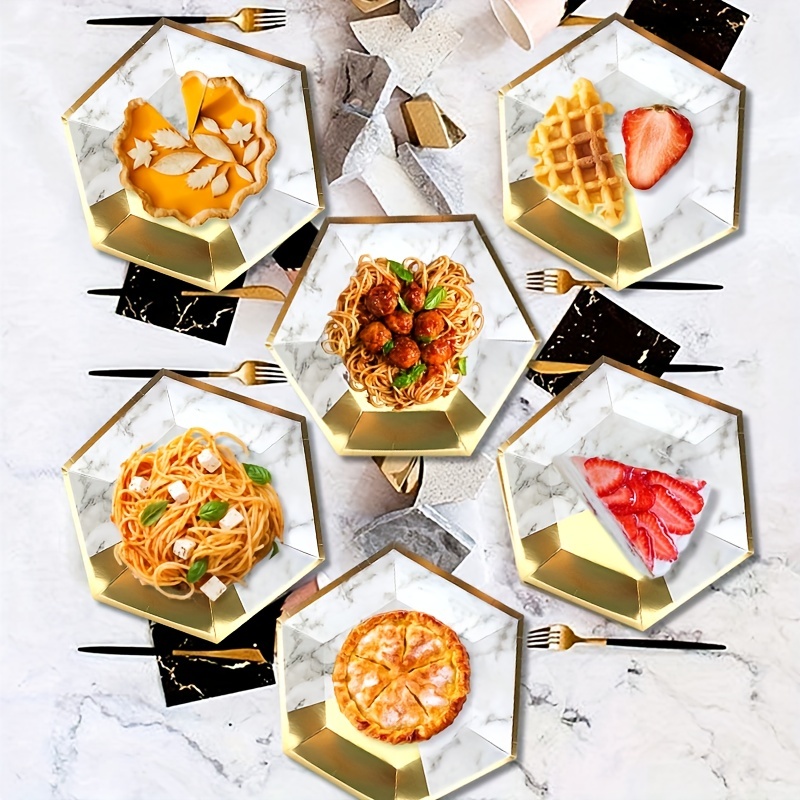 Elegant Disposable Hexagon Paper Plate Dinnerware Supplies - Temu