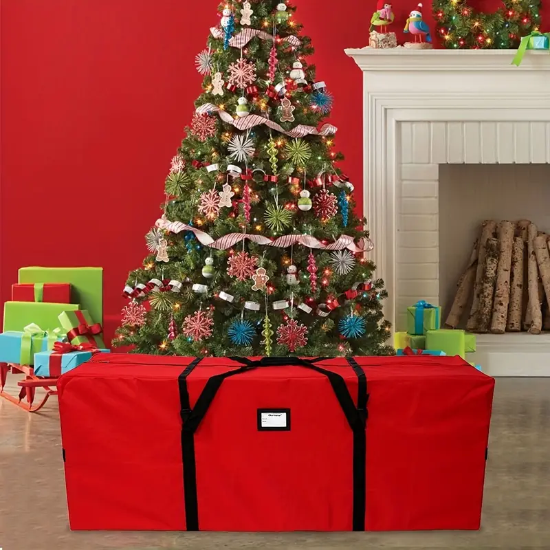 1 Stück Weihnachtsbaum-aufbewahrungstasche, Weihnachtsschmuck-organizer- tasche, Leuchtendes Rot/grün, 165 X 38 X 78 Cm, Große Organisations-  Aufbewahrungstasche, Fasst 8 Fuß Künstlichen Baum, Schwere  600d-oxford-weihnachtsdekorationstasche Verstärktem
