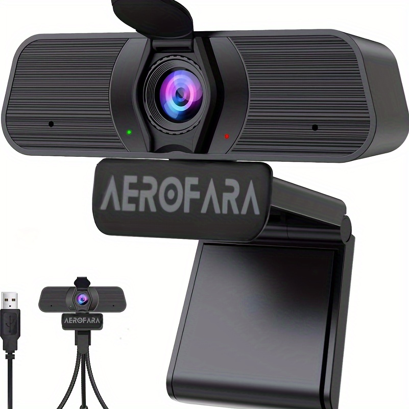 Webcam Cam Caméra HD 1080p Avec Couvercle De Confidentialité Support USB Pour  PC De Bureau Ordinateur