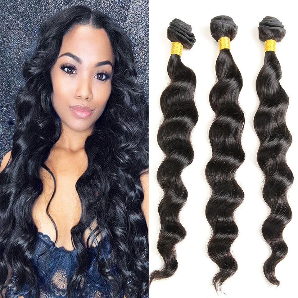 12a Grade Brazilian Loose Wave Human Hair Bundles 3 Pcs Remy Wigs Human Hair  Machine Double Weft Bundles Hair Extensions | Free Shipping For New Users |  Temu