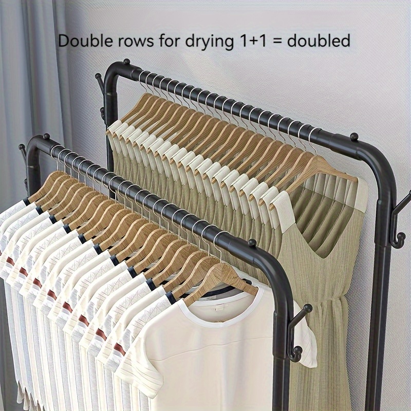 1pc Large Capacity Double Rod Clothes Rack Minimalist Design Clothes Rack Multifunctional Clothes Rack For Hanging Clothes Clothes Drying Rack Bat