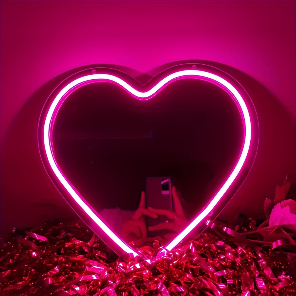 Coeur néon lumière LED rose néon signe applique murale coeur néons coeur  lampe s'allume pour la maison enfants chambre Bar fête mariage 