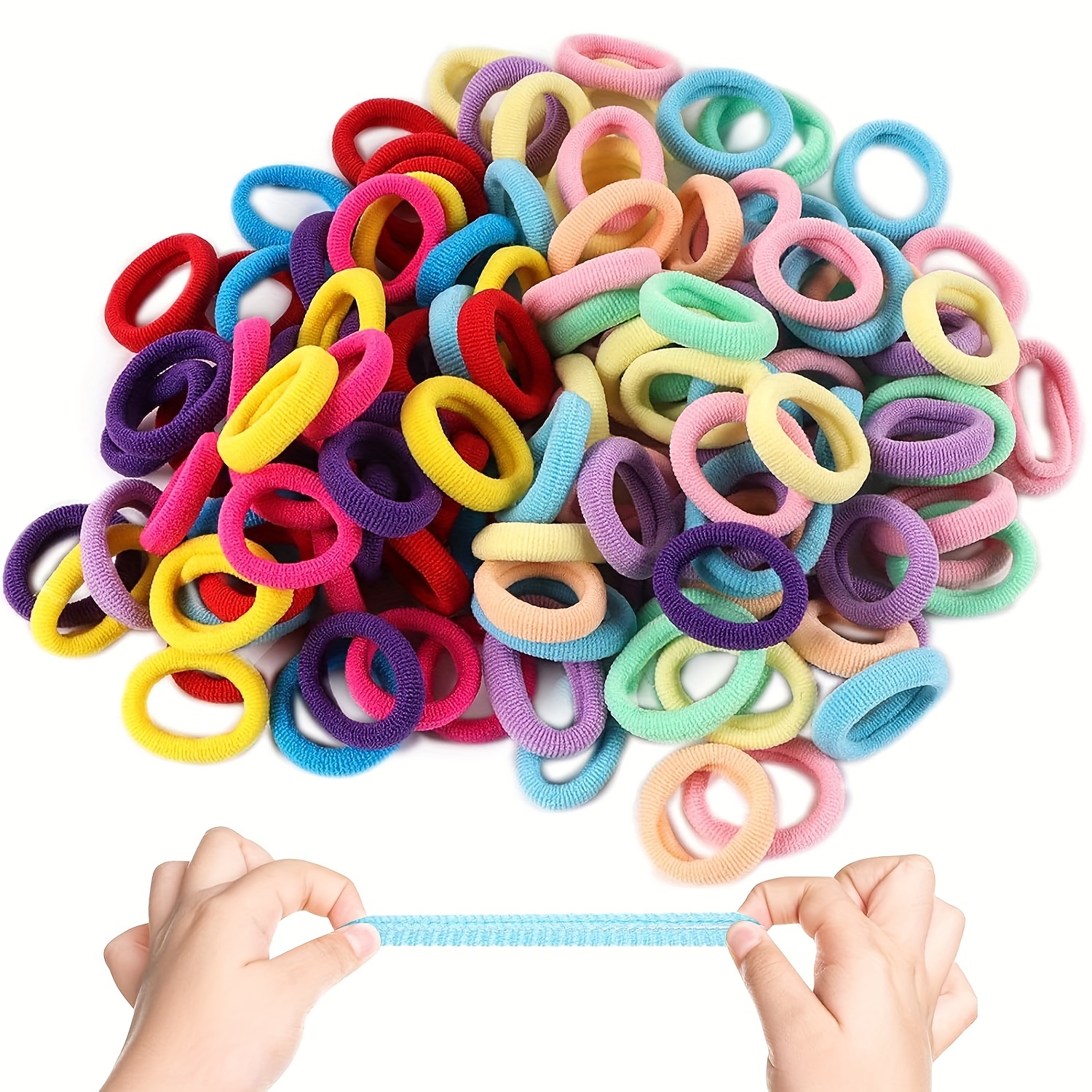 1 Box Mini Terry Cloth Hair Ties for Baby Girls Pack Hair Ties Baby Toddlers Girls Elastics Hair Bands Black Colorful Small Rubber Bands,Temu