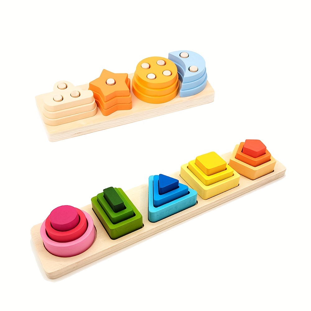 Color Recognition Wooden Stacking Boxes Learning Toy Stacking Cubes Early  Development Rainbow Building Blocks for Kids Preschool 
