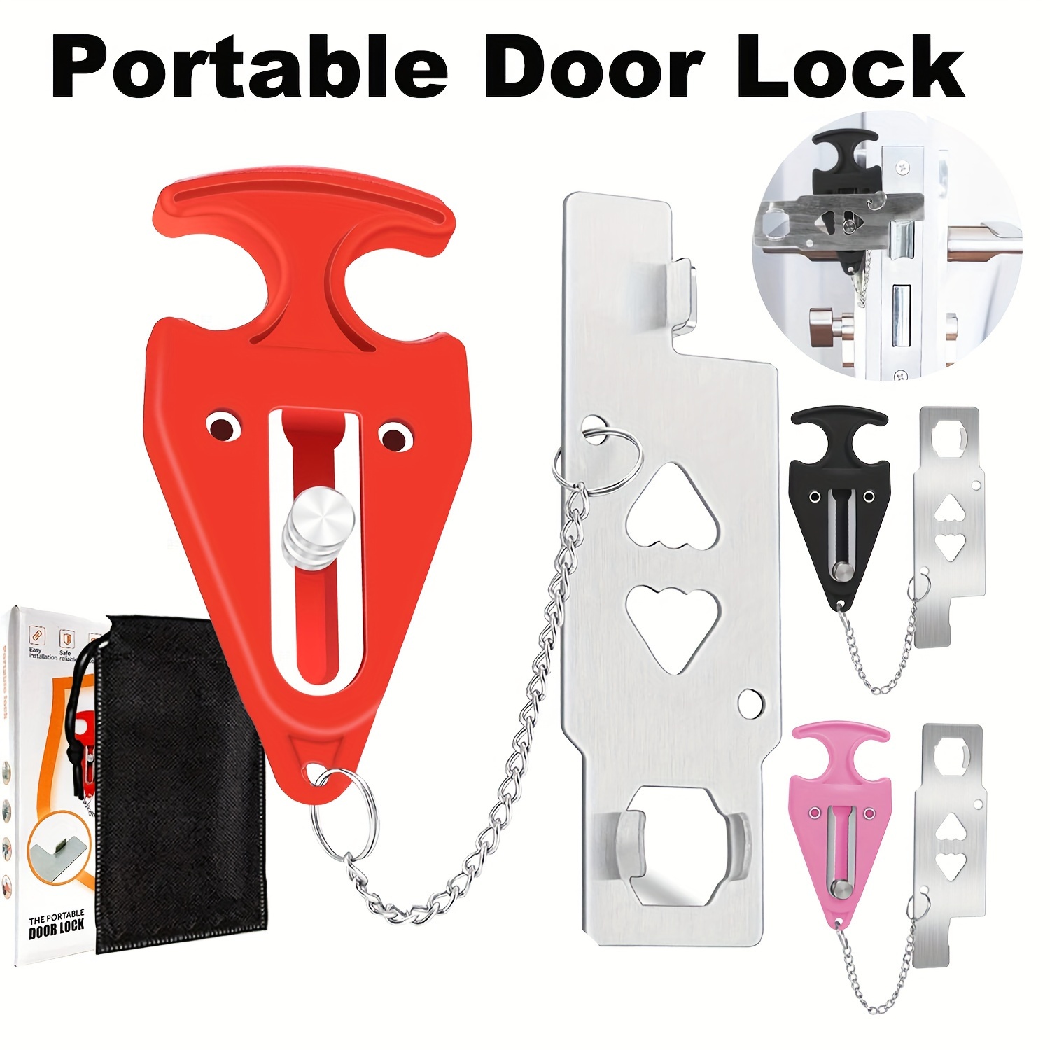 Door Lock Latch For Home Security Swing Bar Door Guard For - Temu