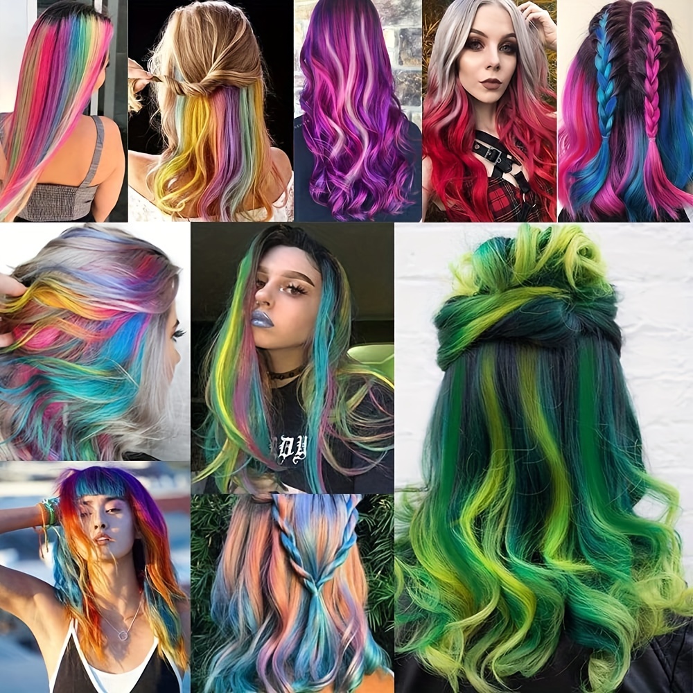 Extensiones de cabello con clip de colores para niñas - Temu