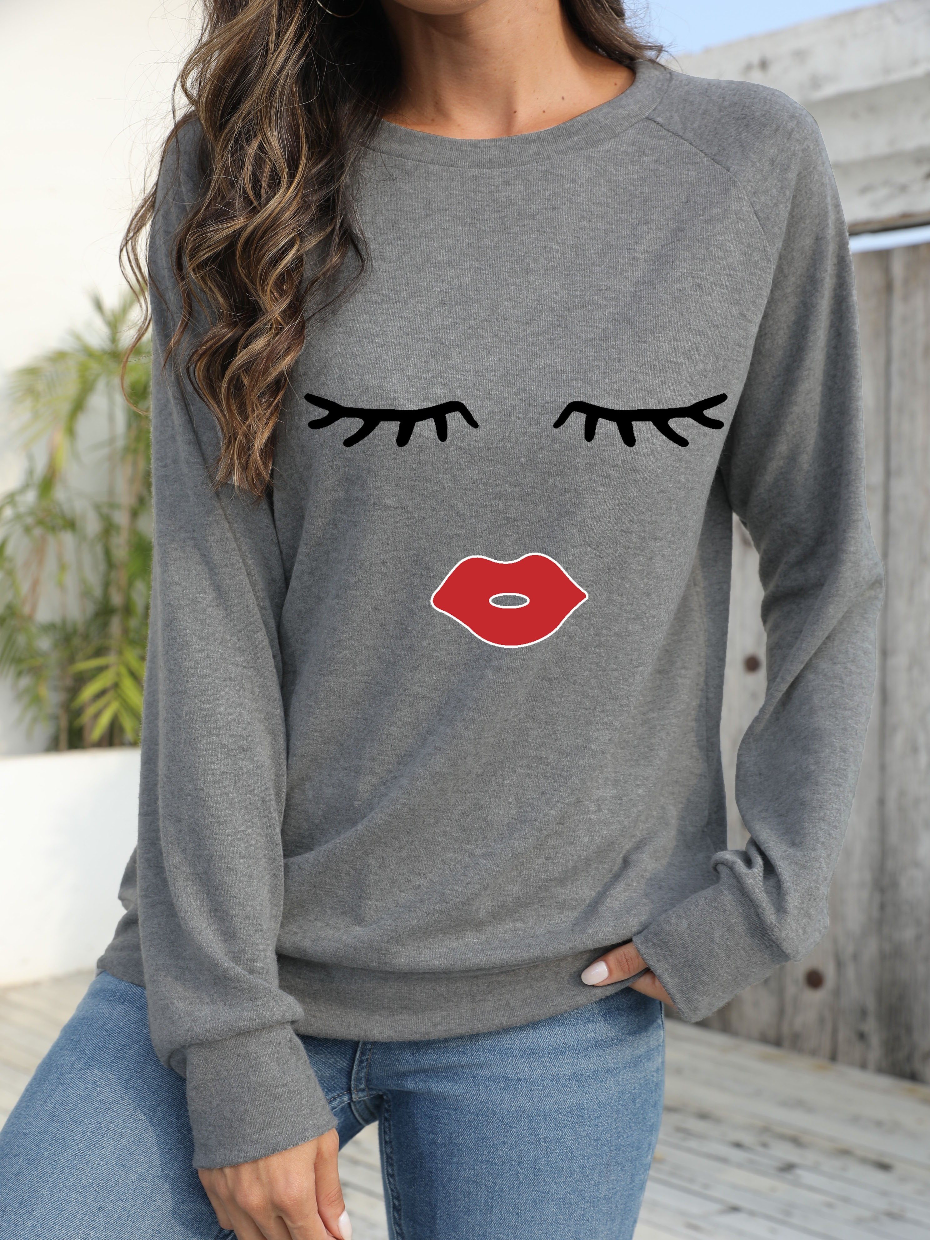 Lip sales print sweatshirt