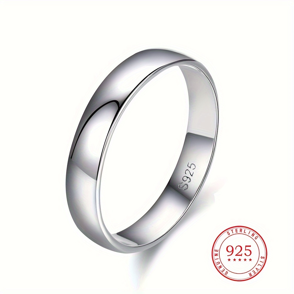 

925 Sterling Silver Band Ring Polished Surface Suitable For Men And Women Match Daily Outfits Party Decor High Quality Jewelry For Couple