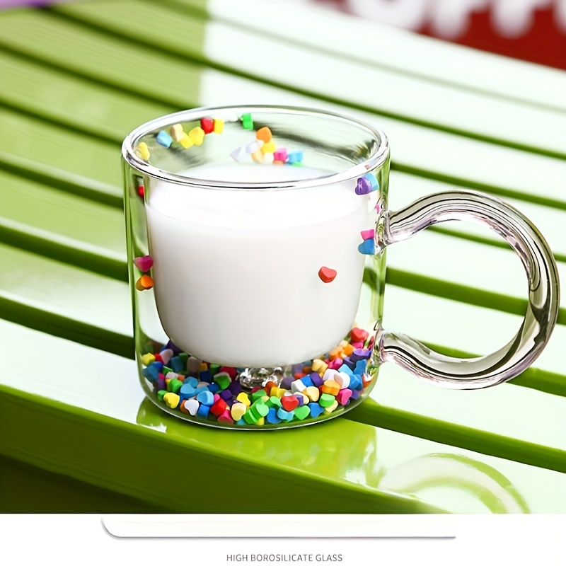 Double Layer Love Quicksand Glass Cup Cute Girl Heart Creative