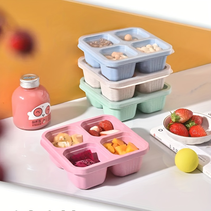 Divided Lunch Box, Wheat Straw Dinnerware Food Storage Container, Portable  Bento Box, Microwave Safe, Picnic Camping Food Fruit Container, Leakproof  Food Container, For Teenagers And Workers At School,canteen, Back School,  Home Kitchen