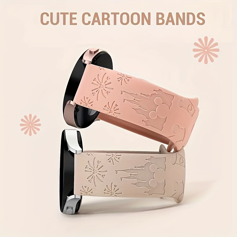 

Character Engraved Silicone Castle Cartoon Engraved Band Compatible With Samsung 6/5/4/active 240mm 44mm/watch 45mm/watch 6 Classic/watch 341mm Women, 20mm Cute Animated Soft Silicone