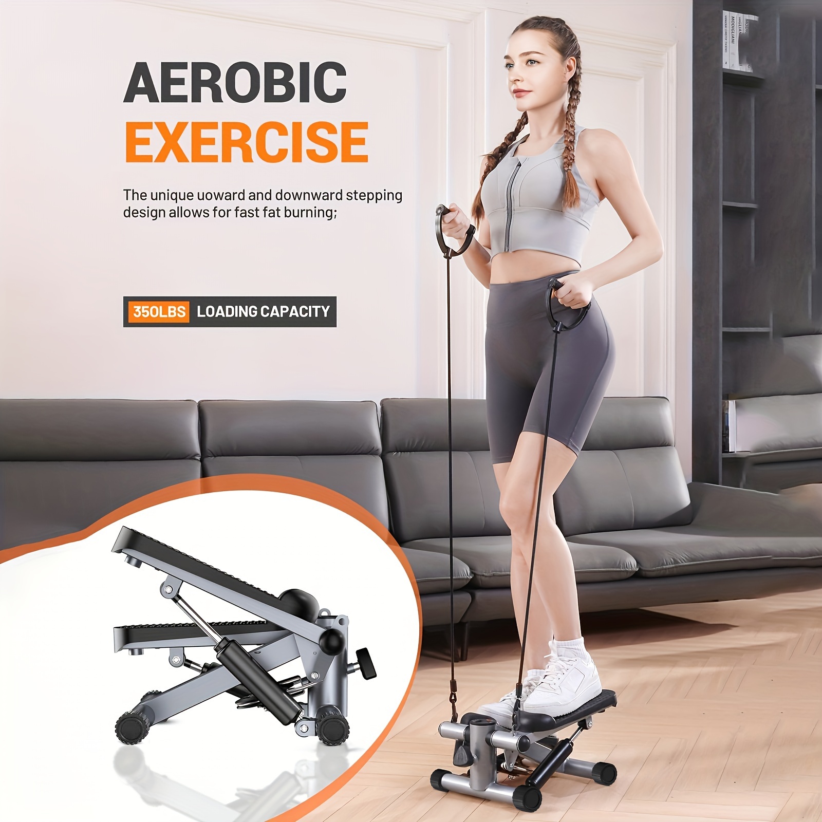 Mini Stepper Exercise Machine Stair Stepper with Resistance Band, Fitness  Stepper for Home Use