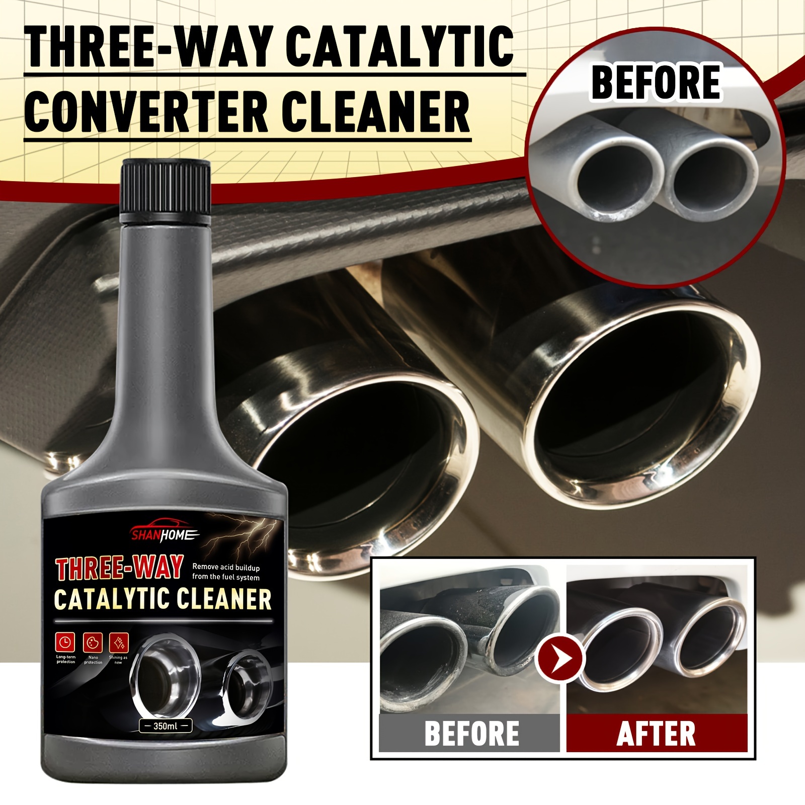Catalytic Converter Cleaner Engine Booster Cleaner，120ML Home Improvement  Yellow 