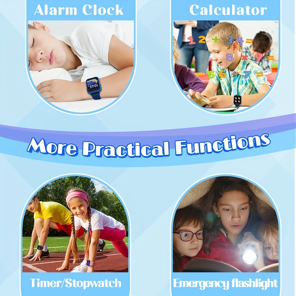 Reloj inteligente para niñas y niños de 6 a 12 años, 24 juegos, cámara de  video, música, alarma, regalo educativo de cumpleaños (azul)