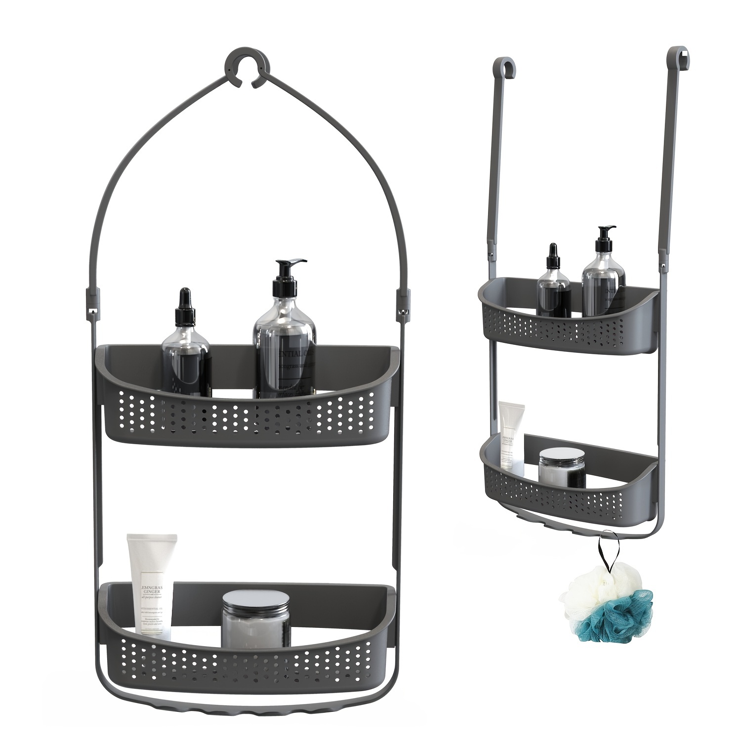 Multifunctional 2-tier Bathroom Rack, 1 Adjustable Shower Organizer,  Anti-swing Shelf For Bathware, No Drilling, Bathroom Accessories - Temu