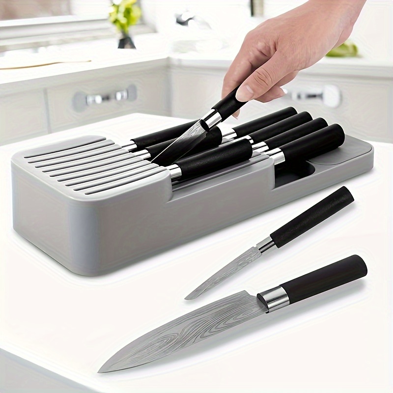 Organizador de cuchillos para el cajón de la cocina, orden y seguridad