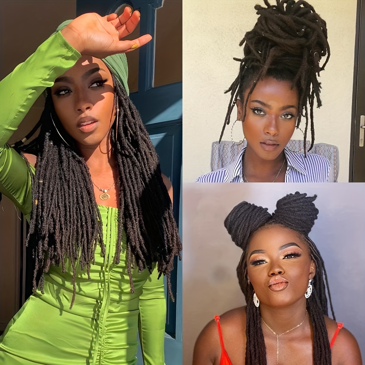 20 Inch Pre Looped Dreadlock Extensions Tapering Synthetic Dreads