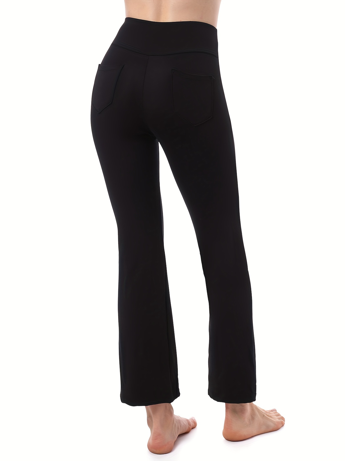 4-Pockets Soft Bootcut Yoga Pants Women High Waist Workout Ladies Long  Bootleg