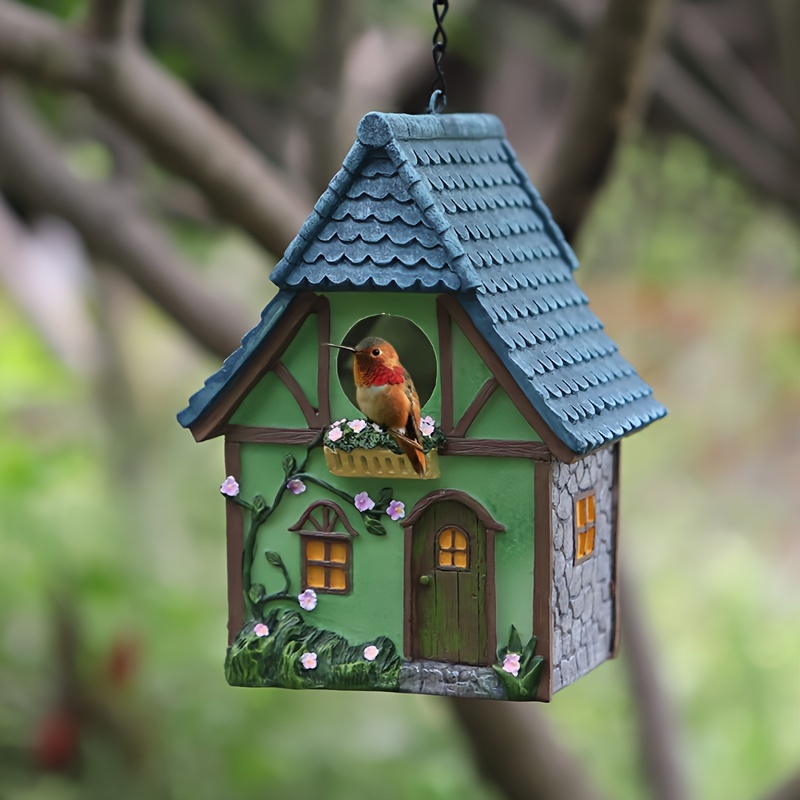 OUKENS Maison d'oiseau, Maison d'oiseau Suspendue Jardin extérieur Balcon  décoration en Bois perroquets Oiseaux Maison nids Cage de Repos boîte