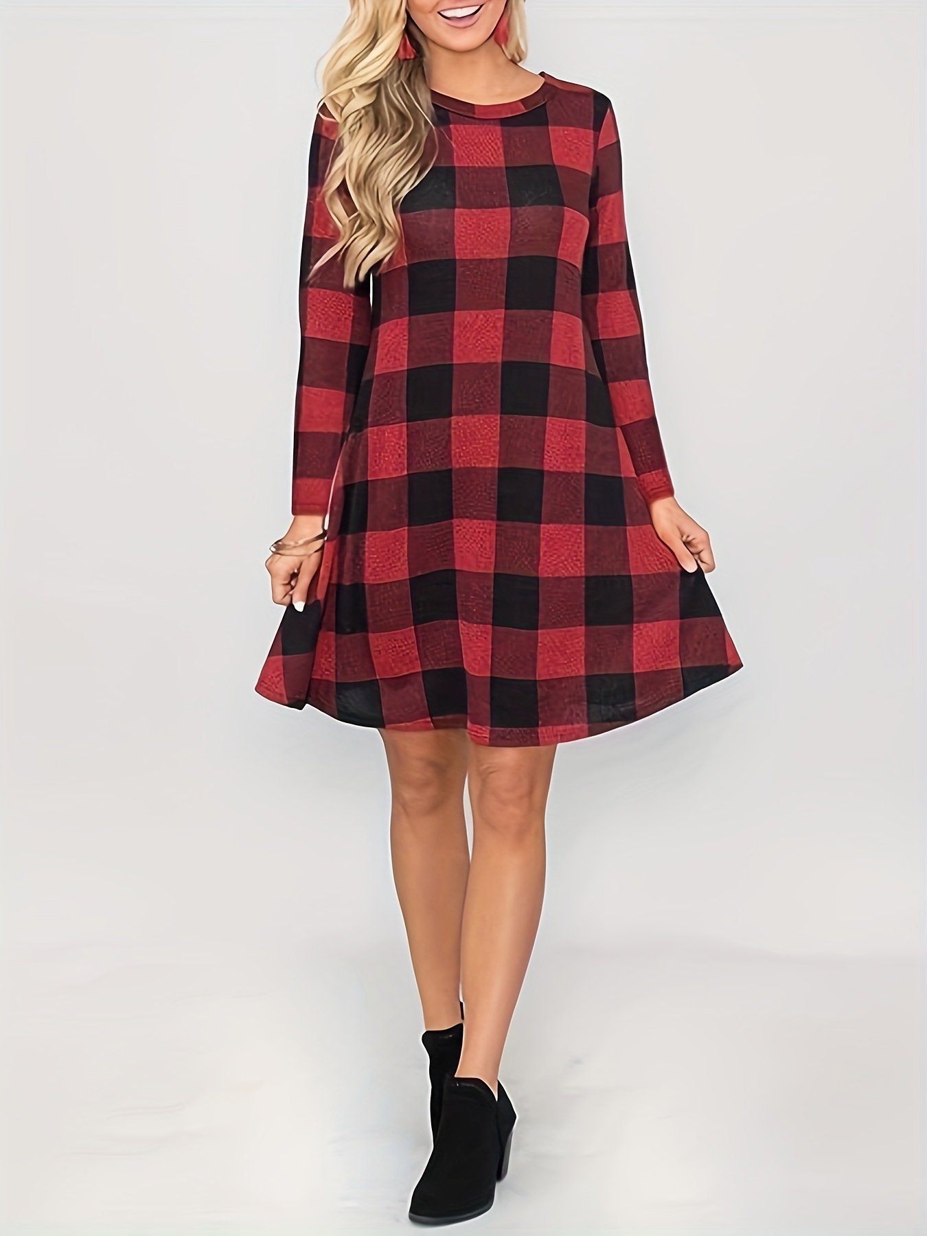 plaid dress a line Sophie Racerback Tank Dress - Heather Grey main image 1