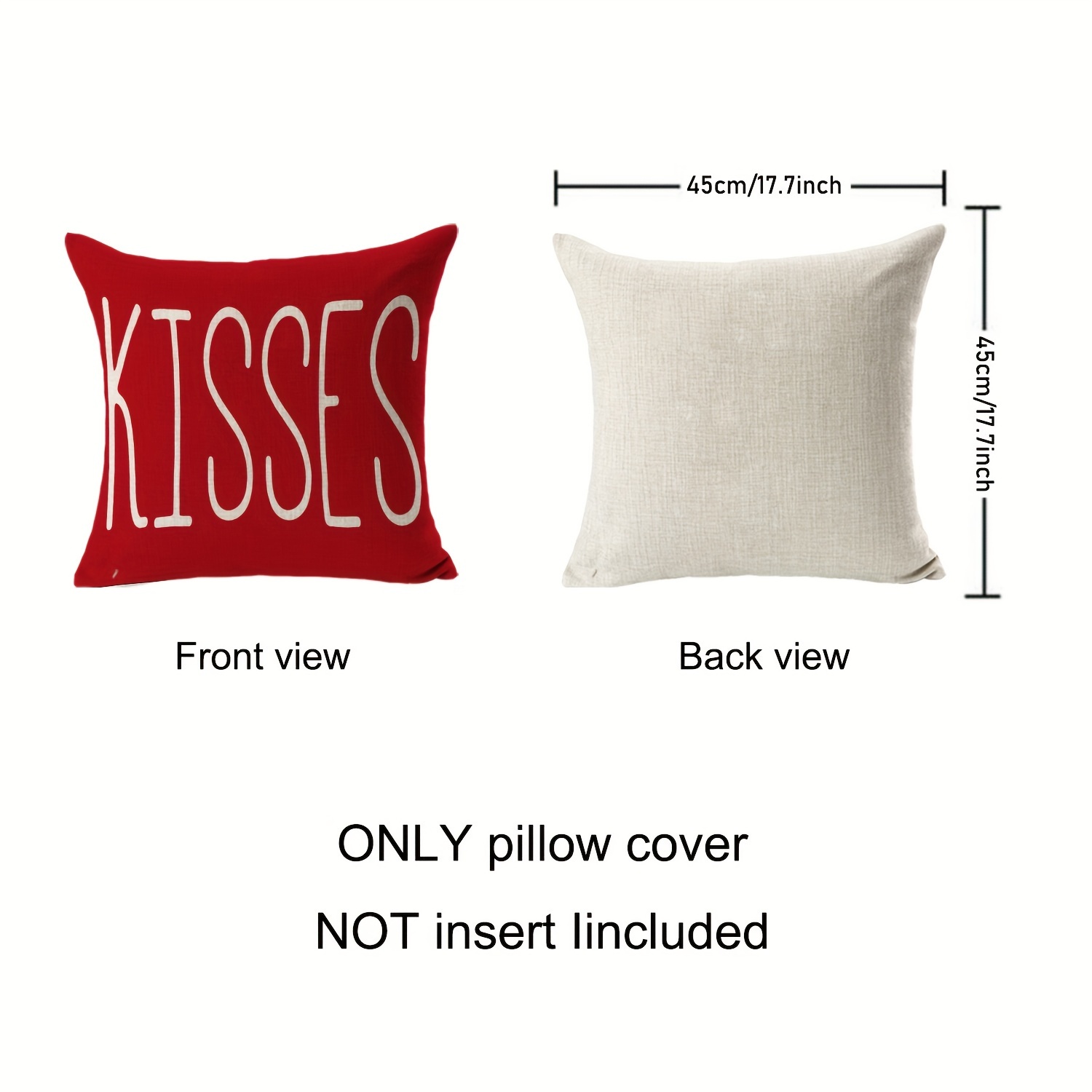 Red Throw Pillow Cases Festive Polylester Linen Kisses Hugs One