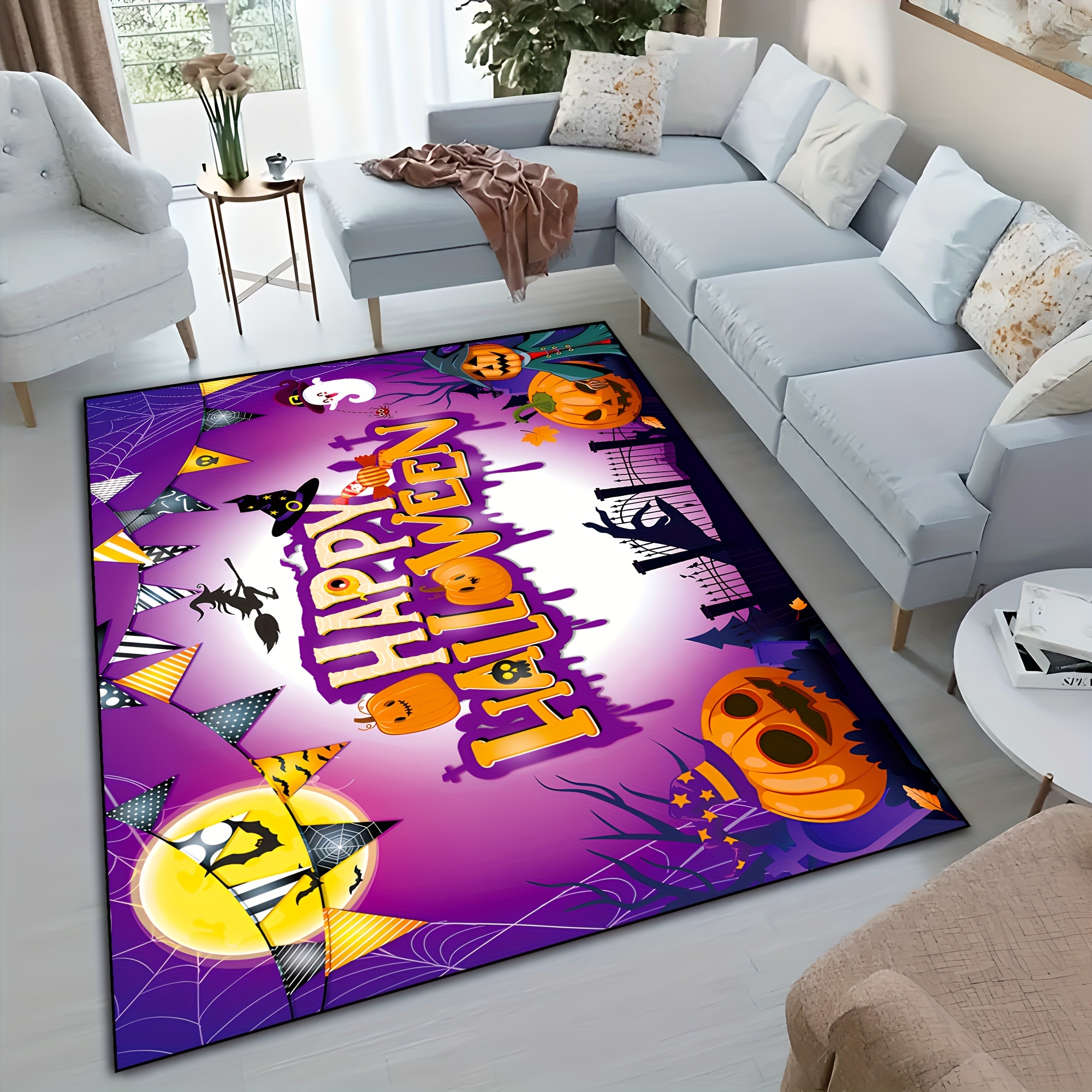 Extra Long Halloween Pumpkin Castle Rug Hallway Kitchen Mat - Temu