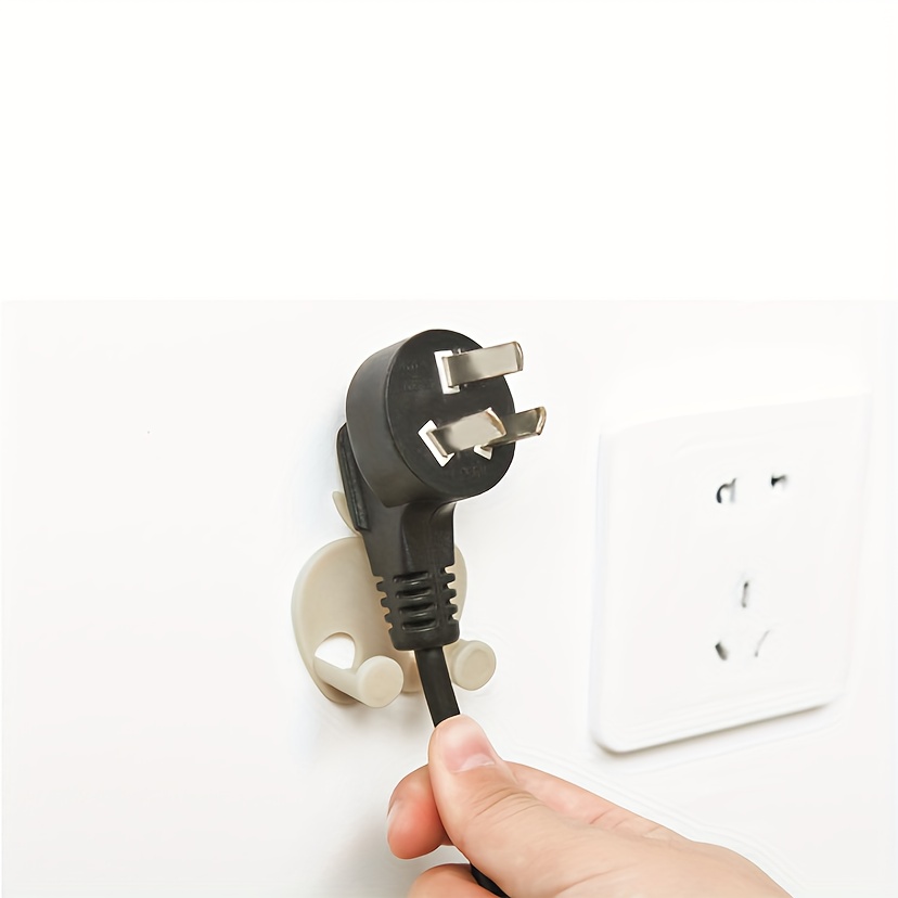 5pcs Wall Storage Hook Power Plug Socket Holder Wall Adhesive