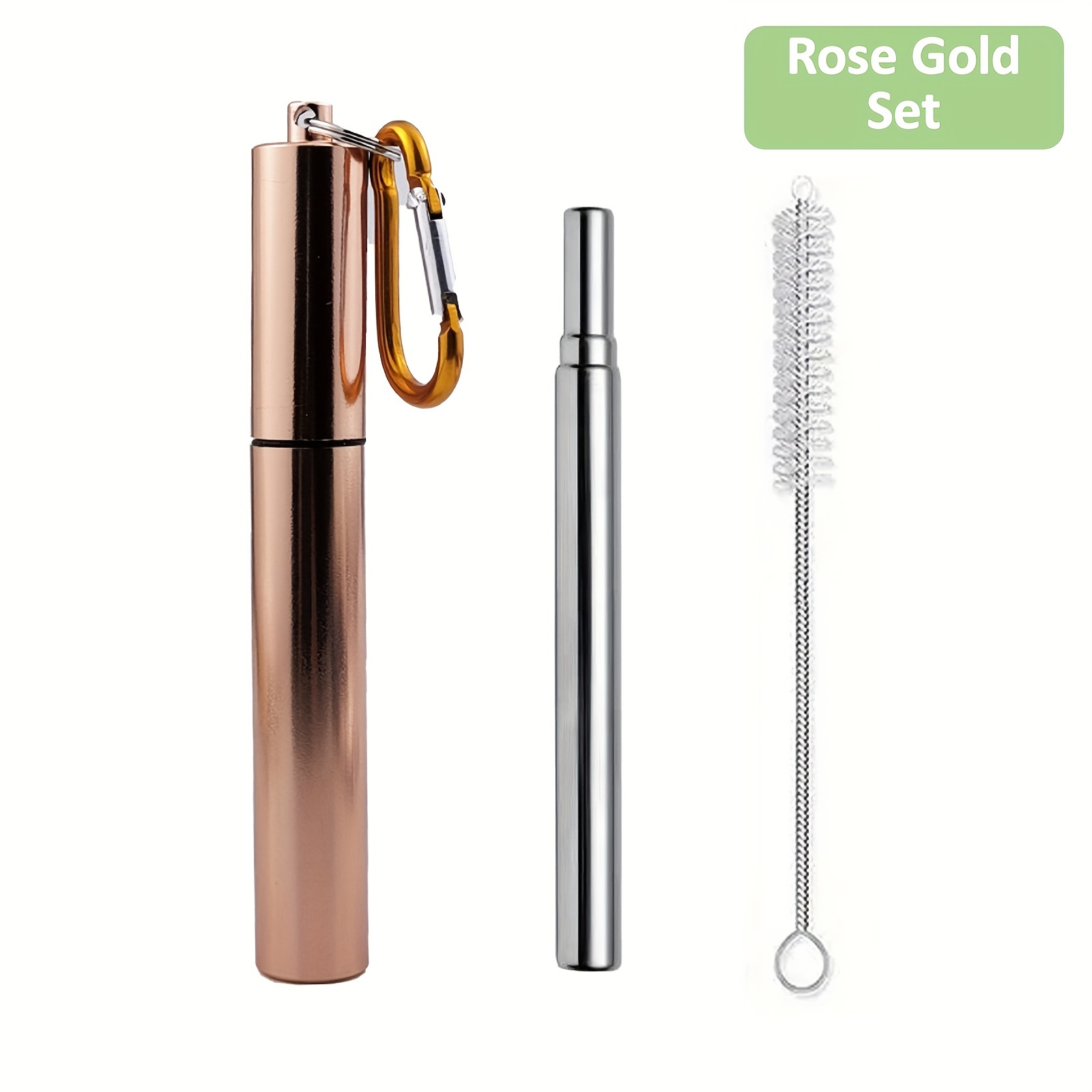 1pc Retractable & Reusable Stainless Steel Metal Straw With Food-grade Foldable  Straw Case