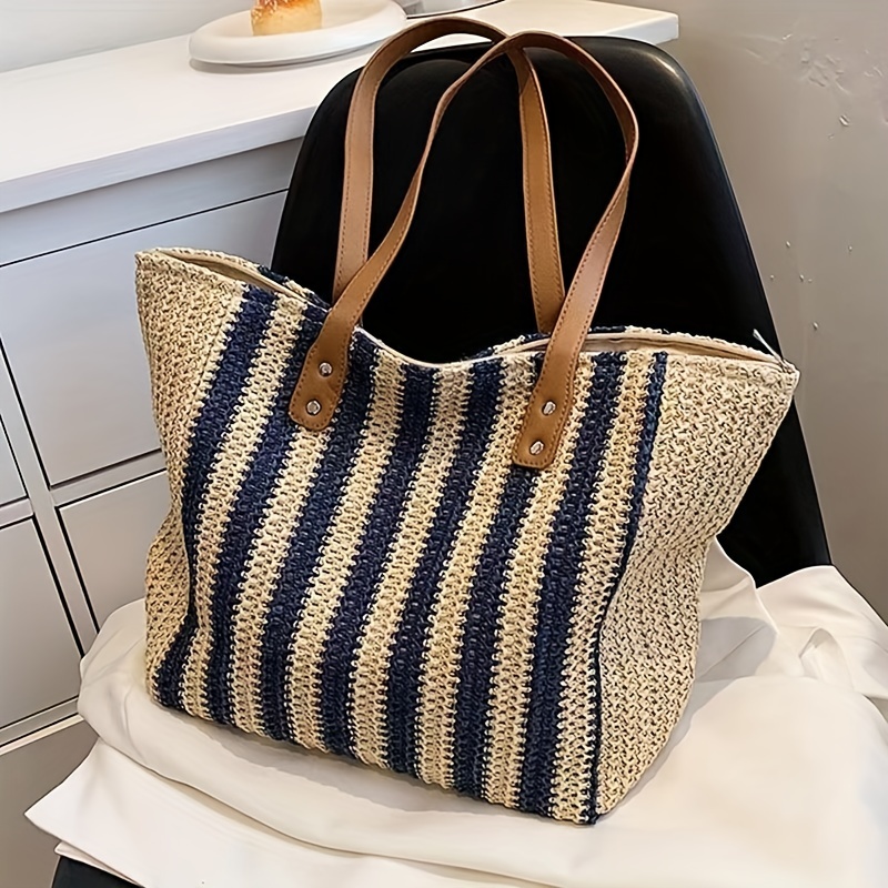  Large Beach Bags for Women,tote Handbag Handmade Weaving Shoulder  Bag with Reusable Grocery Shopping Bag Straw Bag : Home & Kitchen