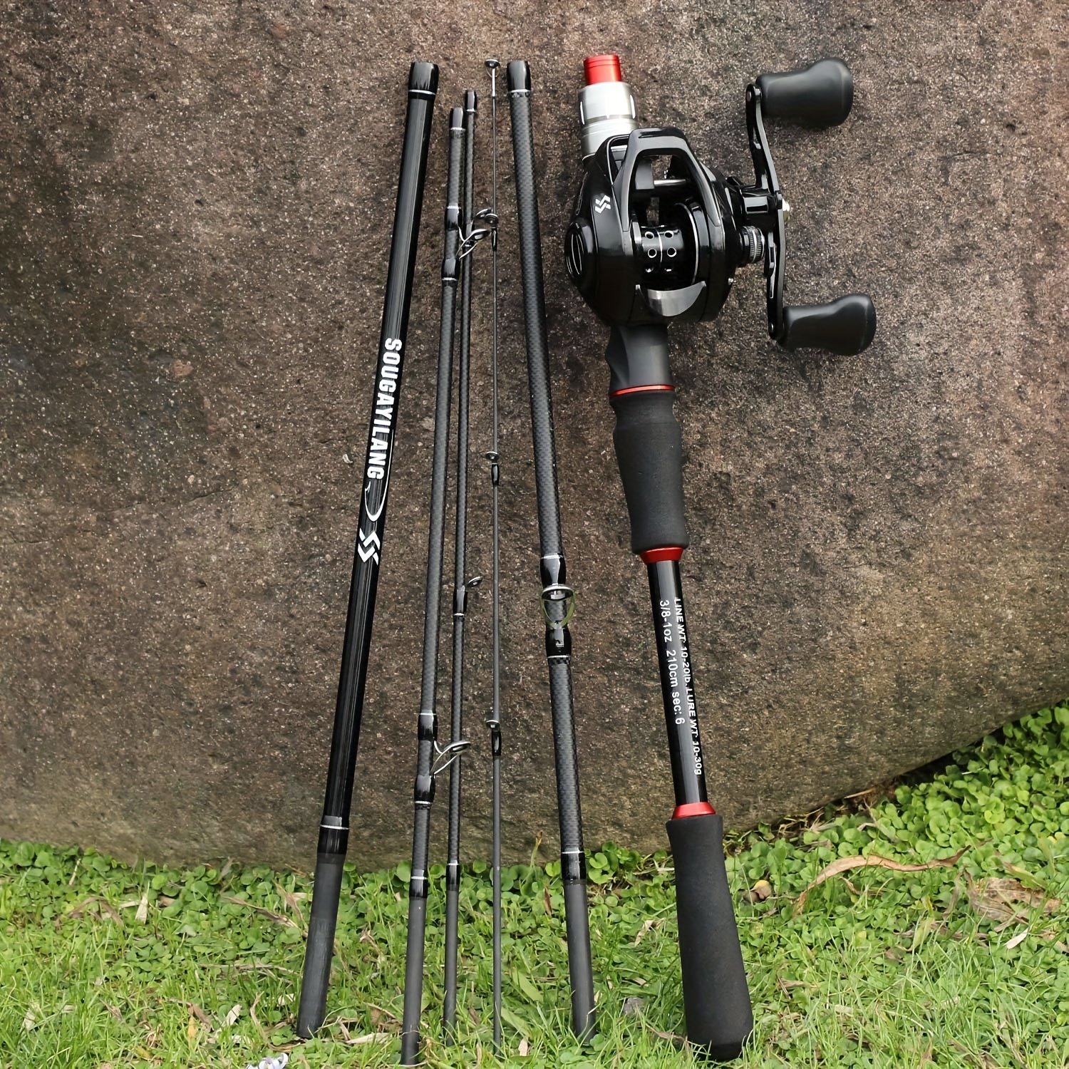 Sougayilang Baitcasting Fishing Rod Reel Combo Portable Pole