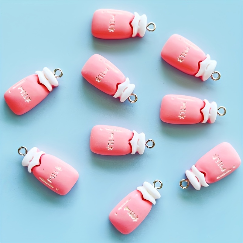 9pcs Delicious Milk Bottle Pendants Resin Milk Charms for DIY Necklaces, Earrings, Pendants, Keychains and Other Accessories,Temu