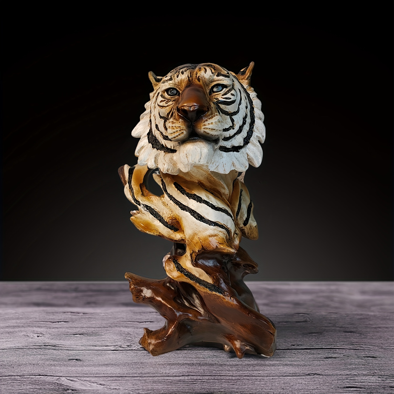 Retro Resin Tiger Statue Sculpture Animal Collectible Figurine ...