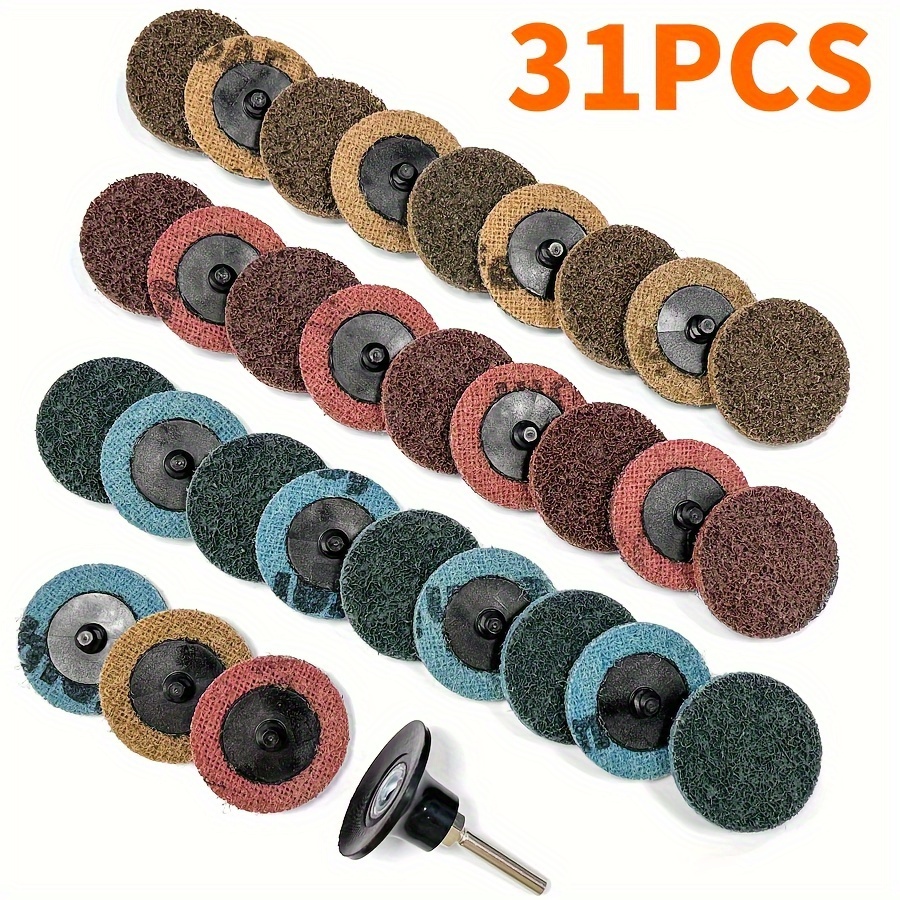 

30pcs 2 Inch Surface Conditioning Quick Change Discs 10pcs Each Of Croase Medium Fine Tr Type Sanding Disc Pads With 1pc 1/4 Inch Holder