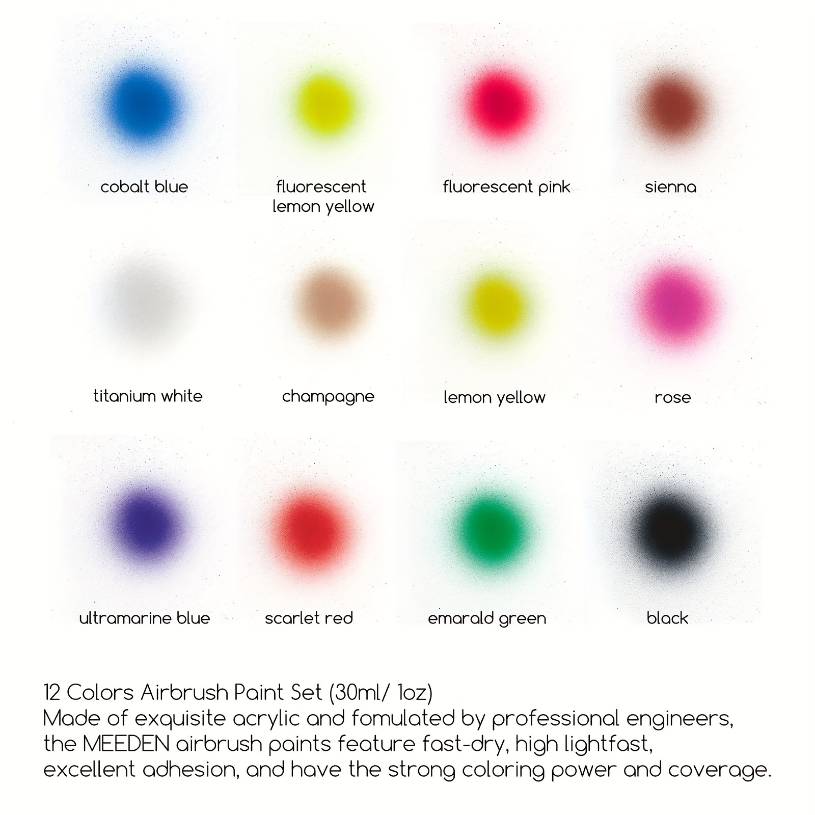  ARTME El juego de pintura de aerógrafo de 24 colores