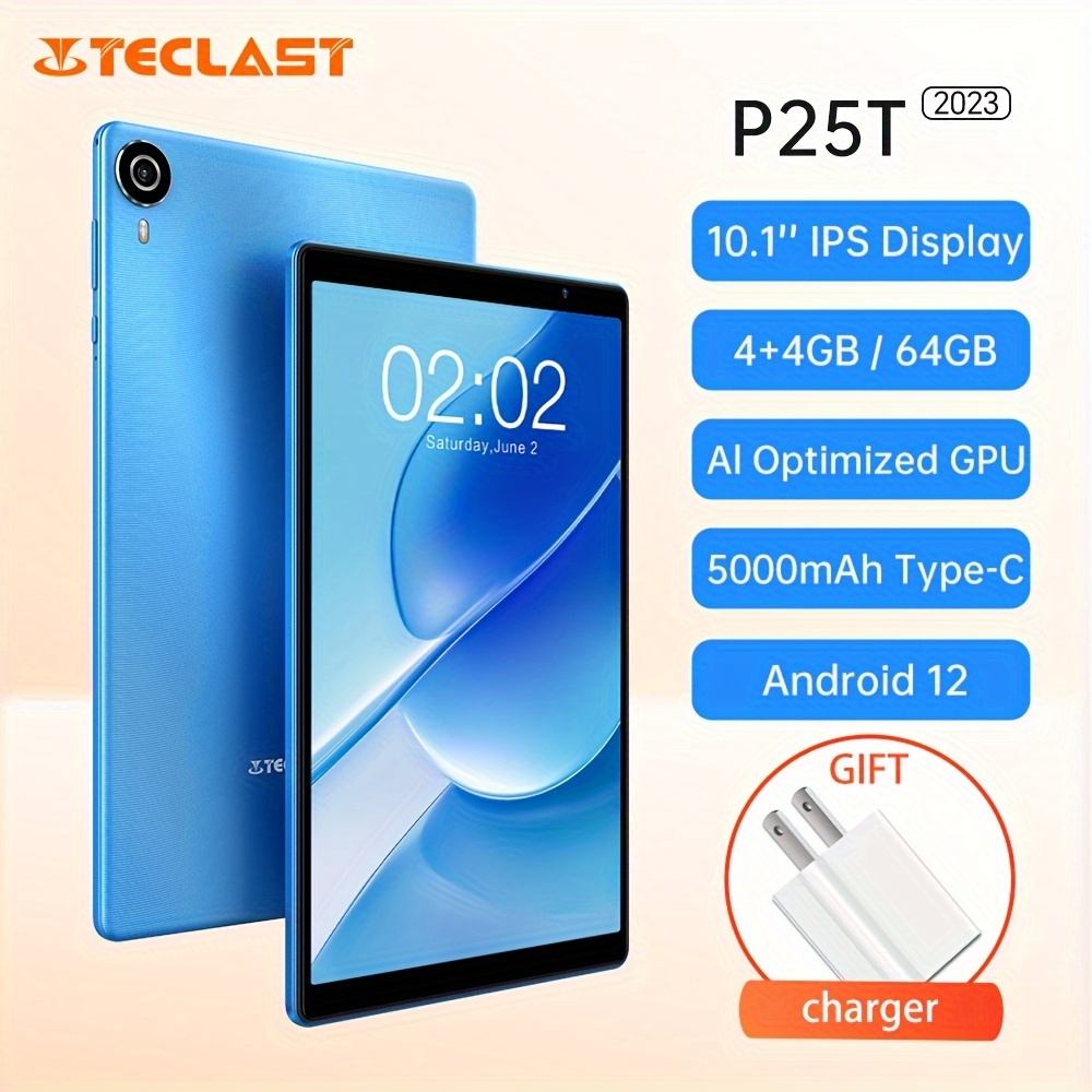 Teclast P25T 10.1 Inch IPS Display Education Tablet PC, 4GB+4GB RAM 64GB  ROM 1TB Expand, For Android 12/Google GMS Certified Wi-Fi Tablet, Dual  Camera 5000mAh Battery, Blue Grey Color