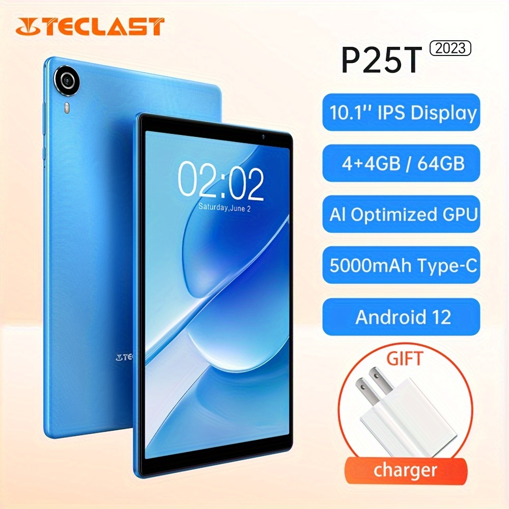 Tablette TECLAST P25T (2023) 64 Go 10.1 Pouces Android 12 Silver