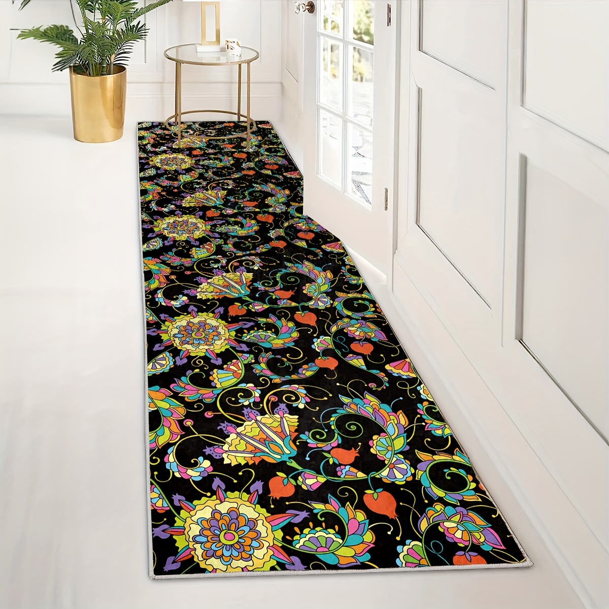 Vintage Floral Runner Rugs, Long Hallway Rug, Extra Long Kitchen Mat,  Non-slip Machine Washable Stair Rug Strips For Hall Living Room Bedroom  Daylight Hardwood Floors - Temu