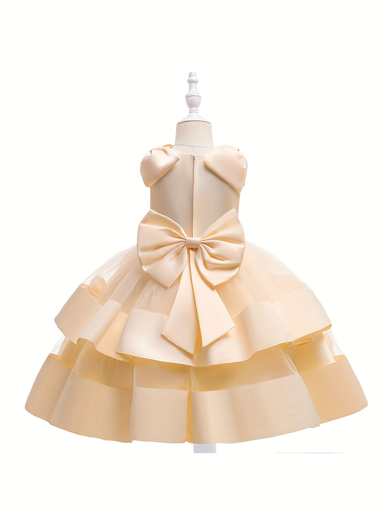 Elegant Baby Girl Mesh Puff Pleated Gown Dress Kids Short - Temu