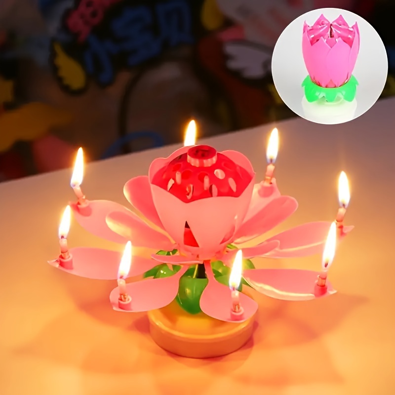 Vela giratoria electrónica para pastel velas de loto regalo de