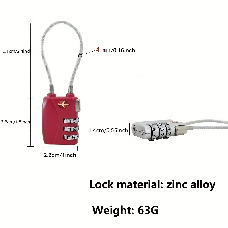 Lucchetto A Combinazione A 3 Cifre Altezza Anello 20mm Per Valigia