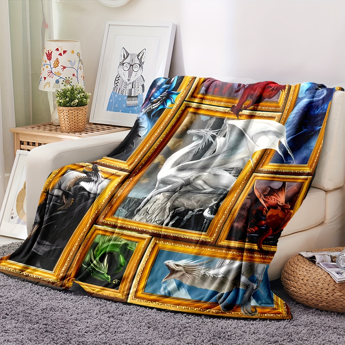 Fleece Throw Blanket For Couch Sofa, Fuzzy Soft Cozy Blankets And Throws  Warm Lightweight Plush Lap Blanket For Women Men, Flying Dragon - Temu
