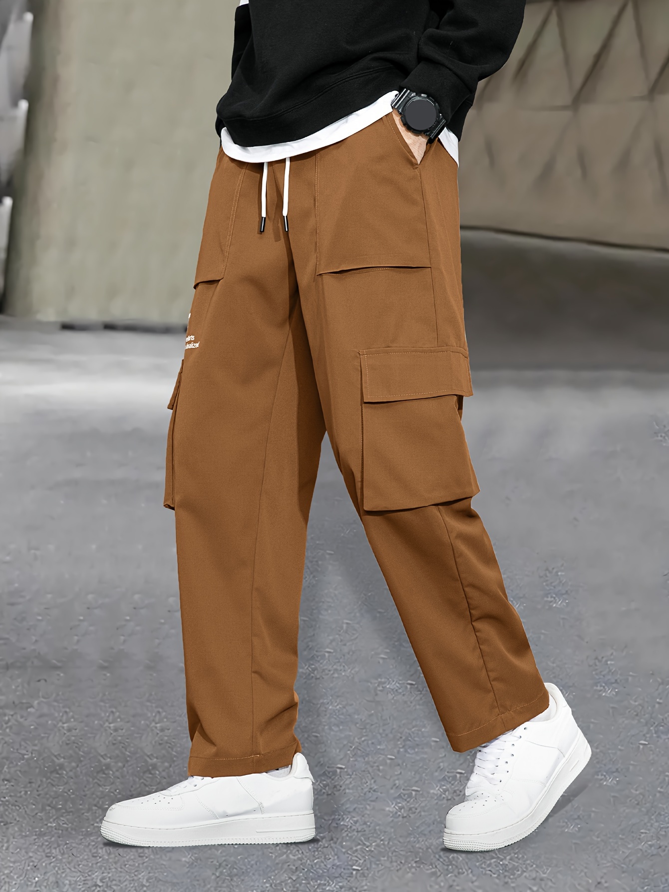 Men's Relaxed Fit Cargo Pants With Pockets, Loose Trendy Overalls - Temu