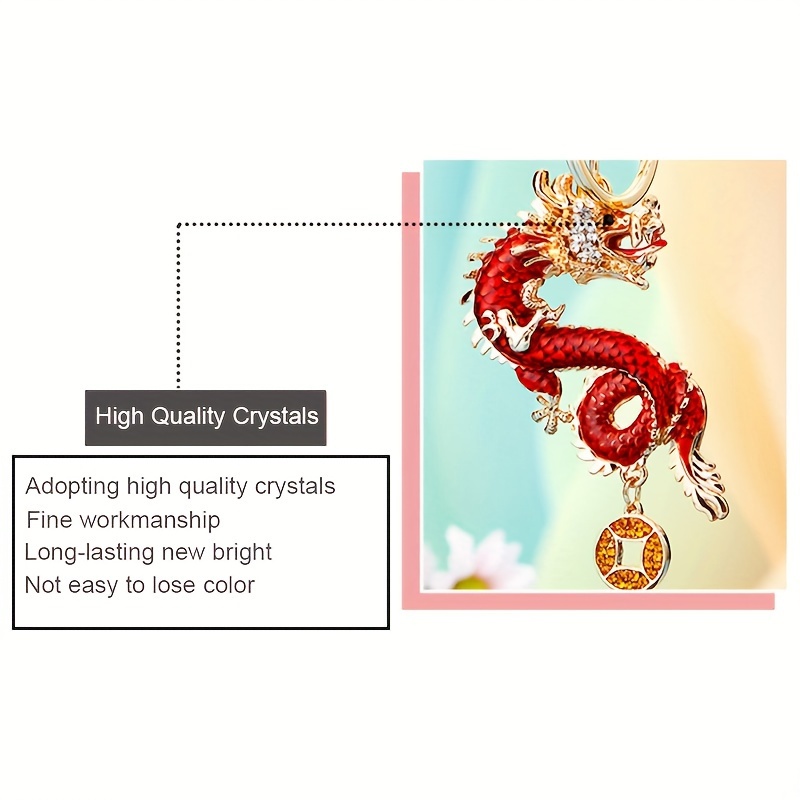 Temu 1pc, Chinese New Year Dragon Keychain Artificial Crystal Keychain Quick Release Key Ring Key Organizer Heavy Duty Keychain Gift for Car Keys Bag